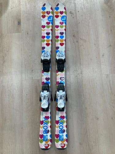 Used Kid's Roxy Hearts 110 cm Skis With Marker 4.5 Bindings
