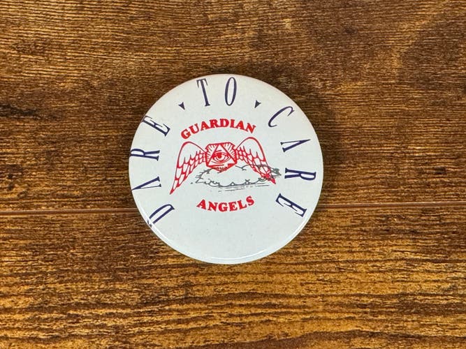 Guardian Angels Dare to Care NEW YORK CITY VINTAGE Collectible Pin Button!