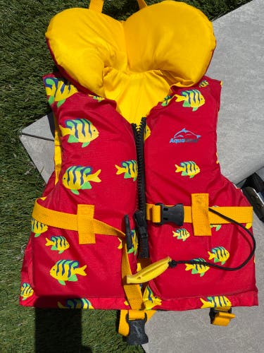 Life Jacket Child Aqua Gear Red Yellow w/ Whistle
