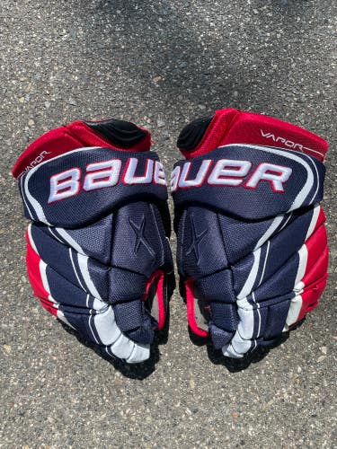 Blue Used Senior Bauer Vapor 1X Lite Gloves 13" Pro Stock