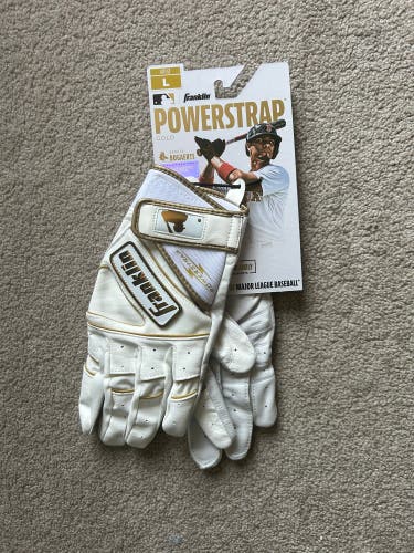 New White with Gold Franklin Batting Gloves