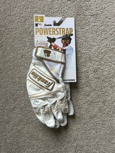 New White with Gold Franklin Batting Gloves