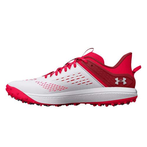 new men's 10 Under Armour UA Yard Turf Baseball Shoes - 3025593-601 - Red/White