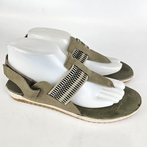 Sorel Sandals Women Size 9.5 Out N About Plus Gray Leather Slingback Thong