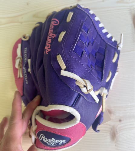 Used Rawlings Highlight Series Pink & Purple Right Hand Throw Infield Baseball Glove 10" 0A6