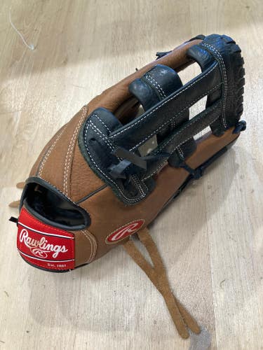 Brown Used Adult Rawlings Premium Series Right Hand Throw Outfield Baseball Glove 12.75"