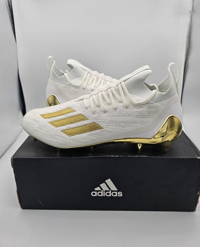 Adidas Adizero Football Cleats Primeknit 'White Gold Metallic' Men's Size 14