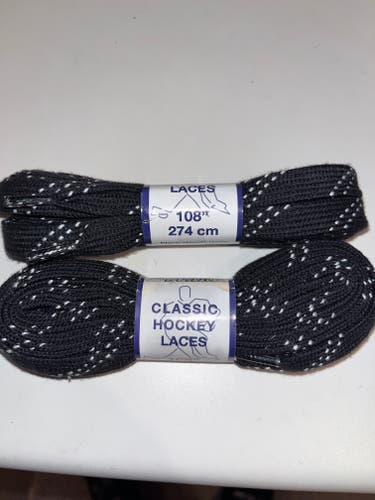 New Black 108” Hockey Laces (2)