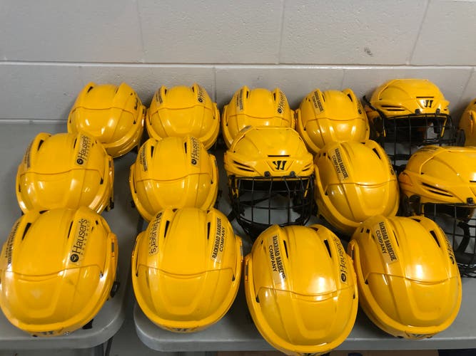 Team set of WARRIOR Pro Stock yellow helmets