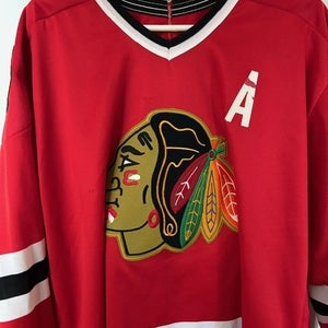 Chicago Blackhawks (MiC) Made in Canada Size Large Red CCM Game Jersey.