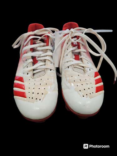 Used Adidas Red White Junior 05 Baseball And Softball Cleats
