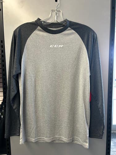 New Grey/Navy Junior Large CCM Long sleeve Workout Shirt