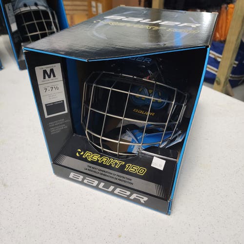 New Black Medium Bauer Re-Akt 150 Helmet Combo