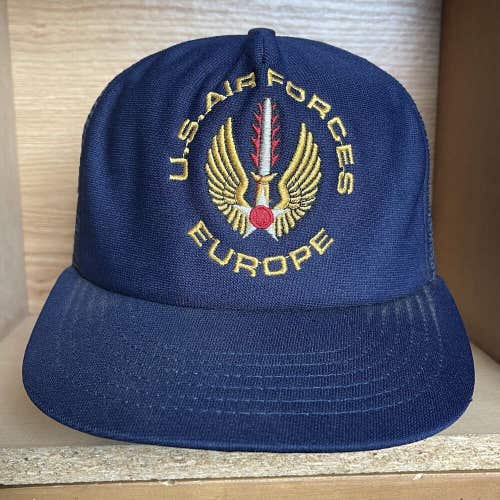 Vintage US Air Force Europe USAF Snapback Trucker Hat Cap Made In USA