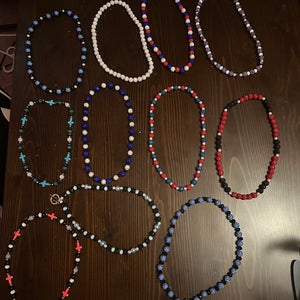 Beaded Rhinestone Crystal Baseball Necklace
