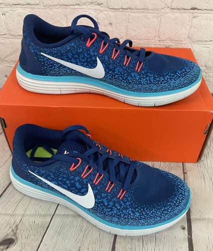 Nike 827116 401 Free RN Distance Women's Athletic Shoes Coastal Blue White 6.5
