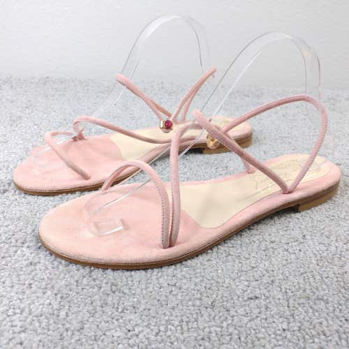 Emi Ragazzino Womens 41 EU Sandals  Pink Suede Leather Ankle Strap Flat Shoes