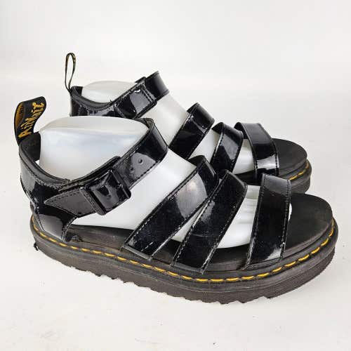 Dr. Martens Blaire Women's Size: 10 Sandals Black Patent Leather Chunky Shoe