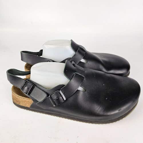 Birkenstock Tokio Super Grip Black Leather Clogs Shoes Men's Size: 45 / 12