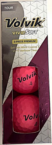 Volvik Vivid Soft Golf Balls (Matte Pink, 3 Piece, 3pk) 1 Sleeve NEW