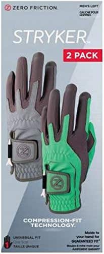Zero Friction Stryker Gloves (Men's, Grey/Green, LEFT, One Size Fit, 2pk) Golf
