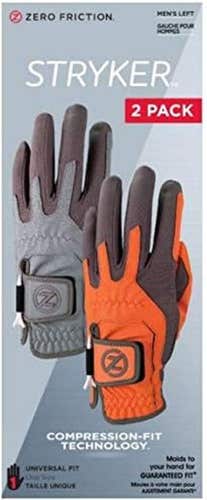 Zero Friction Stryker Gloves (Men's, Grey/Orange, LEFT, One Size Fit, 2pk) Golf