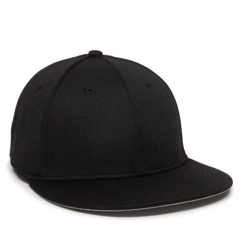 OC Sports Adult Unisex TGS1930X Black Structured Flat Bill Fitted Hat Cap NWT