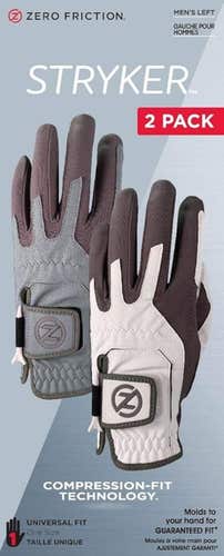 Zero Friction Stryker Gloves (Men's, Grey/White, LEFT, One Size Fit, 2pk) Golf