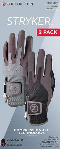 Zero Friction Stryker Gloves (Men's, Grey/Black, LEFT, One Size Fit, 2pk) Golf
