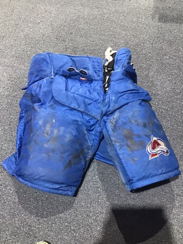 Used Large Senior Colorado Avalanche Vaughn Holm Pro Stock Hockey Goalie Pants