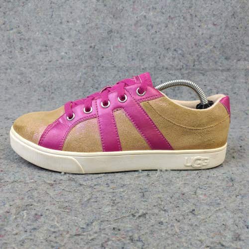 UGG Marcus Sneakers Girls Size 5Y Shoes Low Top Pink Glitter Tan  Leather Kids