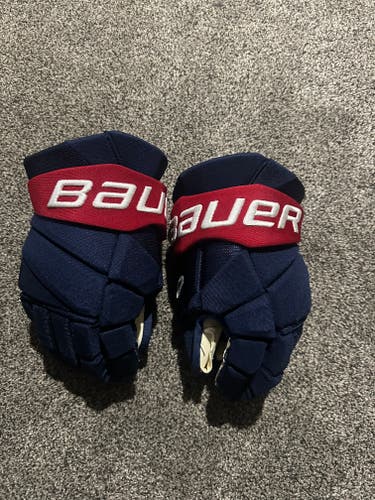 Used Washington Capitals Bauer Vapor Hyperlite Gloves 14" Pro Stock