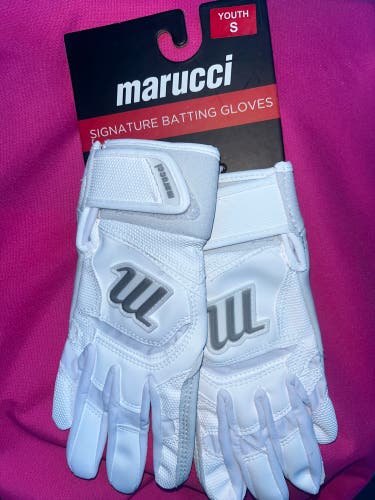 Marucci Signature Batting Gloves White/Grey(Youth Small)