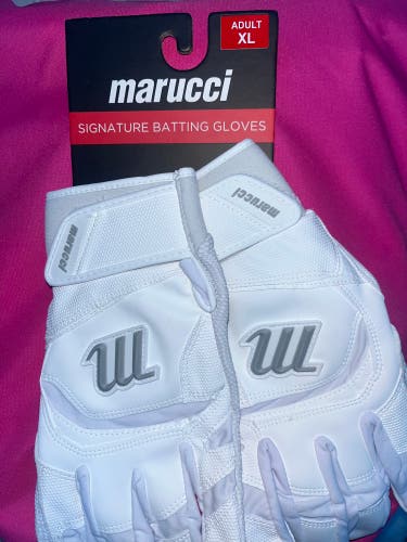 Marucci Signature Batting Gloves White/Grey(Adult XL)