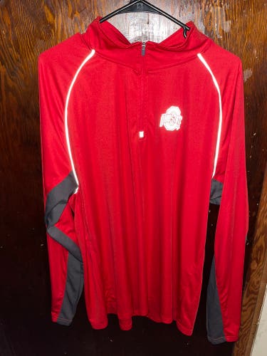 J America NCAA Ohio State Buckeyes Mens Half Zip Shirt Jacket Used Pre Owned XXL.
