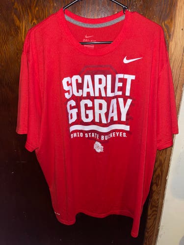 Nike Dri Fit NCAA Ohio State Buckeyes T Shirt Athletics Mens Size XXL University.