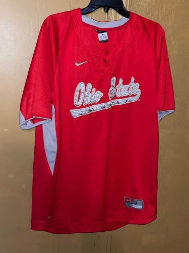 Nike Team NCAA Ohio State Baseball Jersey Mens Size Large Used Pre Owned Button.