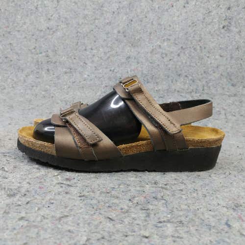 Naot Israel Made Kayla Womens 36 Shoes Metallic Leather Wedge Slingback Sandals