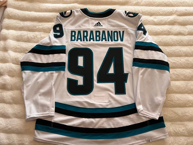 San Jose Sharks - Adidas Primegreen - Team Issued MiC Away Jersey - NWOT - Alexander Barabanov #94
