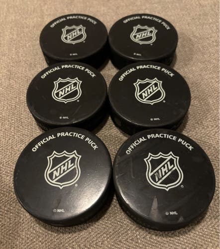 6 Official NHL Hockey Practice Pucks