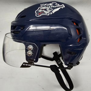 CCM TACKS 710 PRO STOCK HOCKEY HELMET MEDIUM NAVY WOLFPACK USED #37(12536)