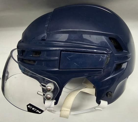 CCM SUPER TACKS X PRO STOCK HOCKEY HELMET SMALL NAVY WOLFPACK USED(12543)