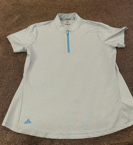 Adidas Golf women’s light blue 1/4 zip short sleeve shirt. Large