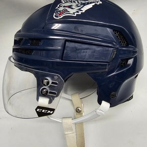CCM SUPER TACKS X PRO STOCK HOCKEY HELMET MEDIUM NAVY WOLFPACK USED #55(12554)