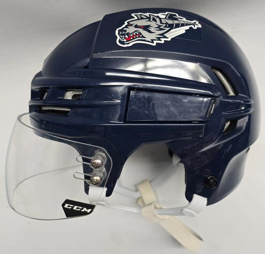 CCM TACKS 910 PRO STOCK HOCKEY HELMET LARGE NAVY WOLFPACK USED #8(12558)