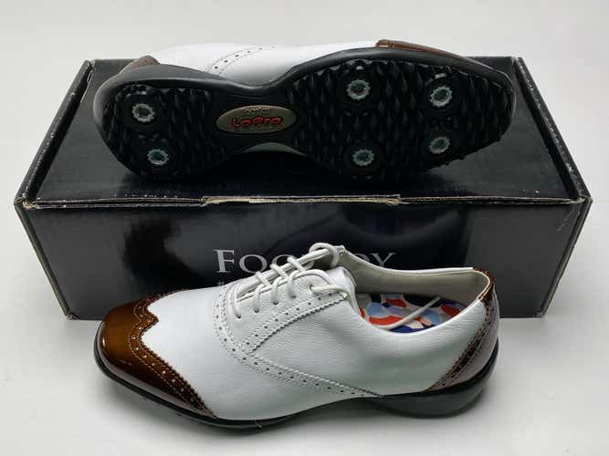 Footjoy Lopro Collection Golf Shoes White Brown Women's SZ 7 (97014)