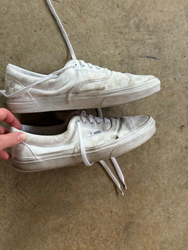 Used White Checkered Vans