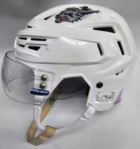 BAUER REAKT 150 PRO STOCK HOCKEY HELMET WHITE MEDIUM HARTFORD WOLF PACK #34(12566)