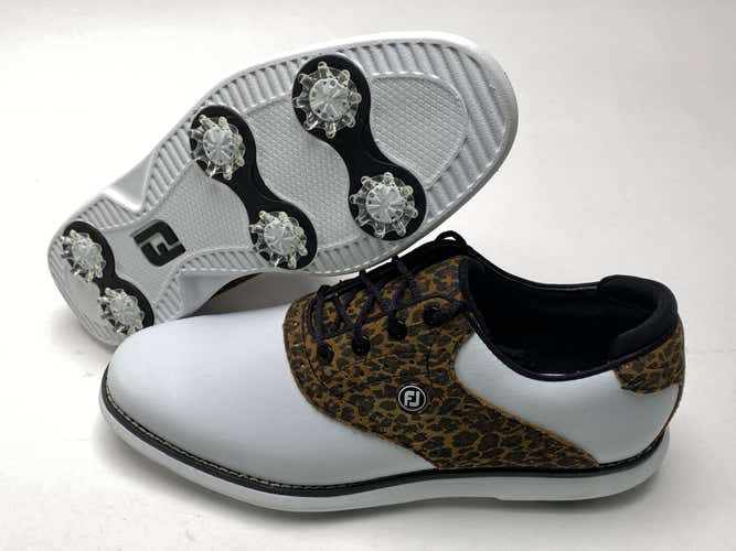 FootJoy FJ Traditions Saddle Golf Shoes White Leopard Women's SZ 7.5 ( 97923 )