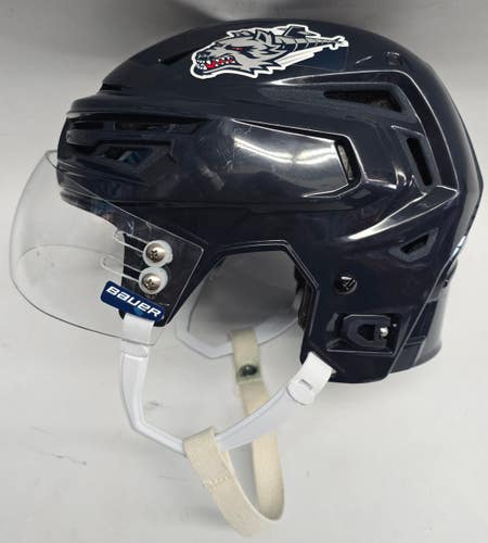 BAUER REAKT 150 PRO STOCK HOCKEY HELMET NAVY MEDIUM HARTFORD WOLF PACK #3(12569)